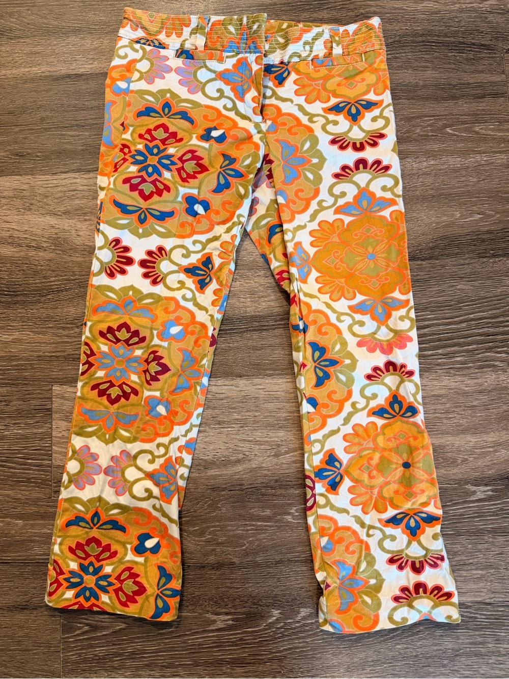 J. Crew Orange Multi Floral Medallion Cityfit Pants